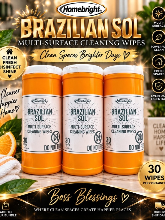 Other - Brazilian Sol Multi-Surface Cleaning Wipes 30 Count Homebright | (3 bundle)